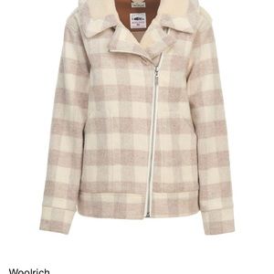 Woolrich Mill Wool Women’s Sherpa Moto Jacket Beige Size Small Retail $296!!!